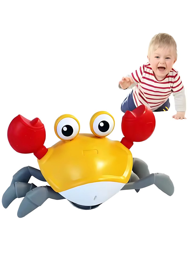 Twisoo Electric Crawling Crab Baby Toy – Interactive Musical Toy with LED Lights & Obstacle Avoidance, Fun Toddler Learning Toy for Crawling Development, Gift for Babies & Kids 6+ Months ( Yellow ) - Image 1