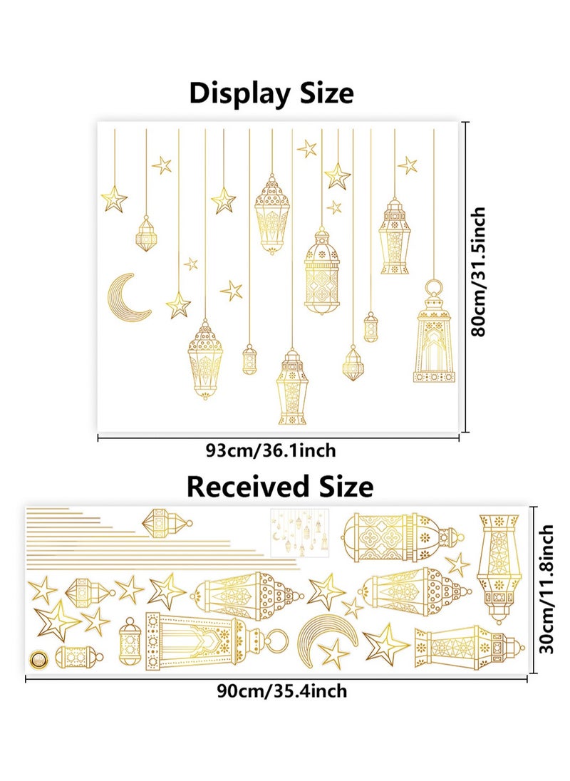 LOOPITYS Ramadan Wall Decoration Stickers, Wall Stickers Eid al Fitr Mubarak Ramadan Decoration Moon Star Window Stickers Ramadan Home Decoration Living Room Bedroom Decoration Wallpaper  - Image 3