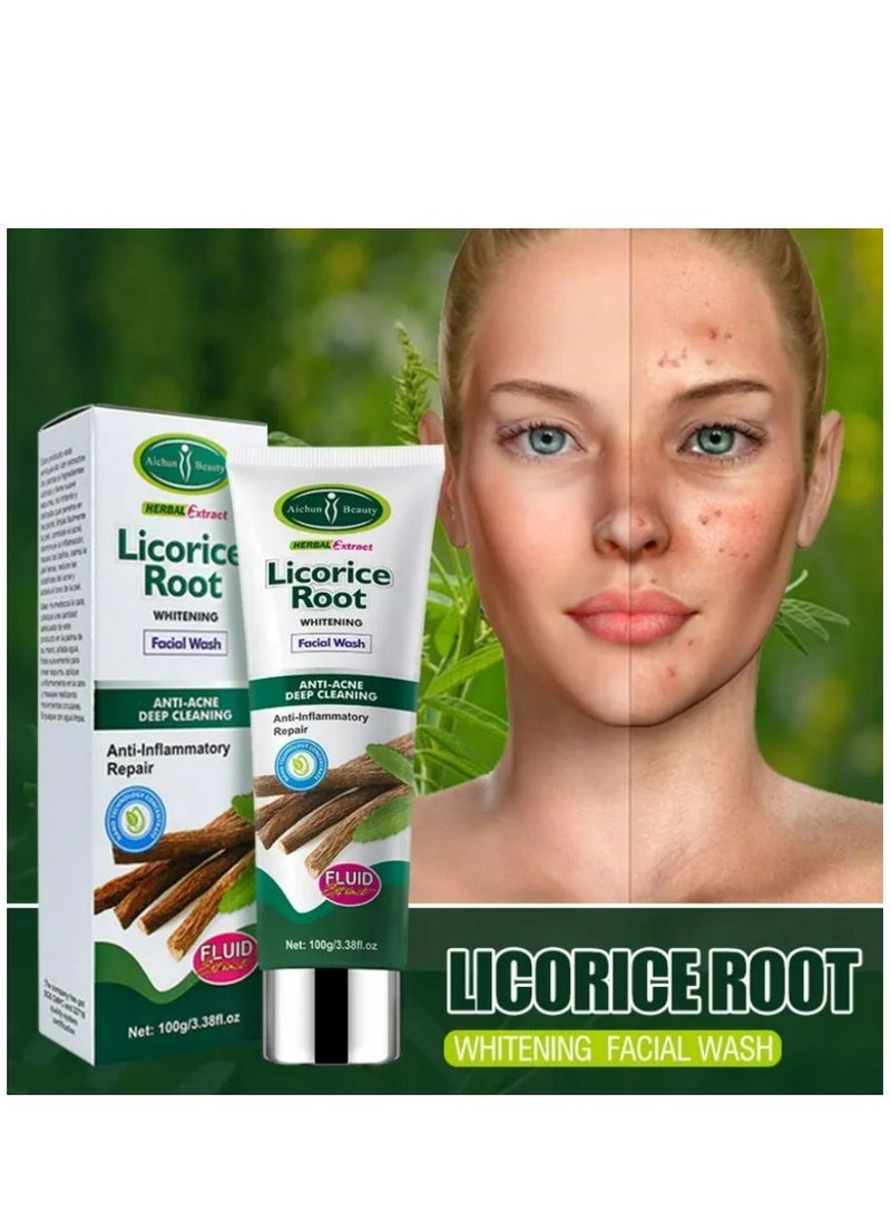 Aichun beauty Facial Cleanser Licorice Root Face Deep Cleansing Foam Pore Shrinking Anti Acne Organic Face Wash 100 ml  - Image 2