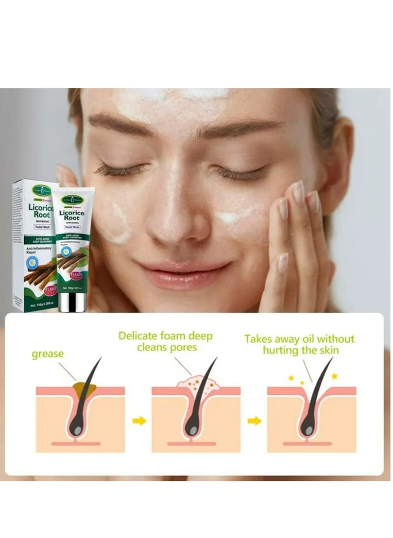 Aichun beauty Facial Cleanser Licorice Root Face Deep Cleansing Foam Pore Shrinking Anti Acne Organic Face Wash 100 ml  - Image 4
