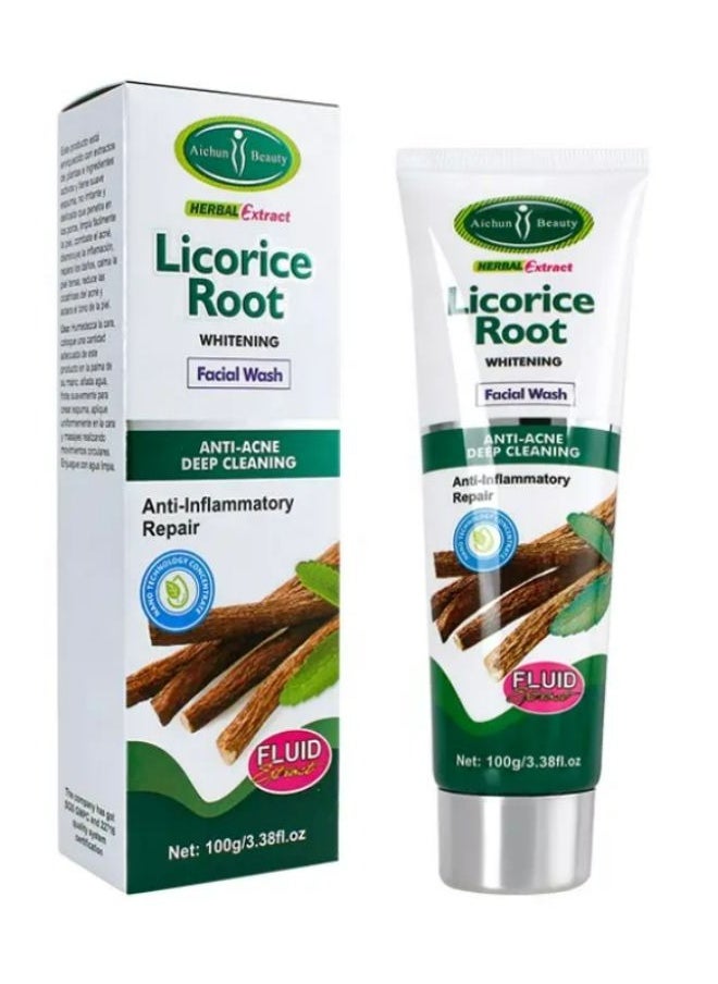 Aichun beauty Facial Cleanser Licorice Root Face Deep Cleansing Foam Pore Shrinking Anti Acne Organic Face Wash 100 ml  - Image 1