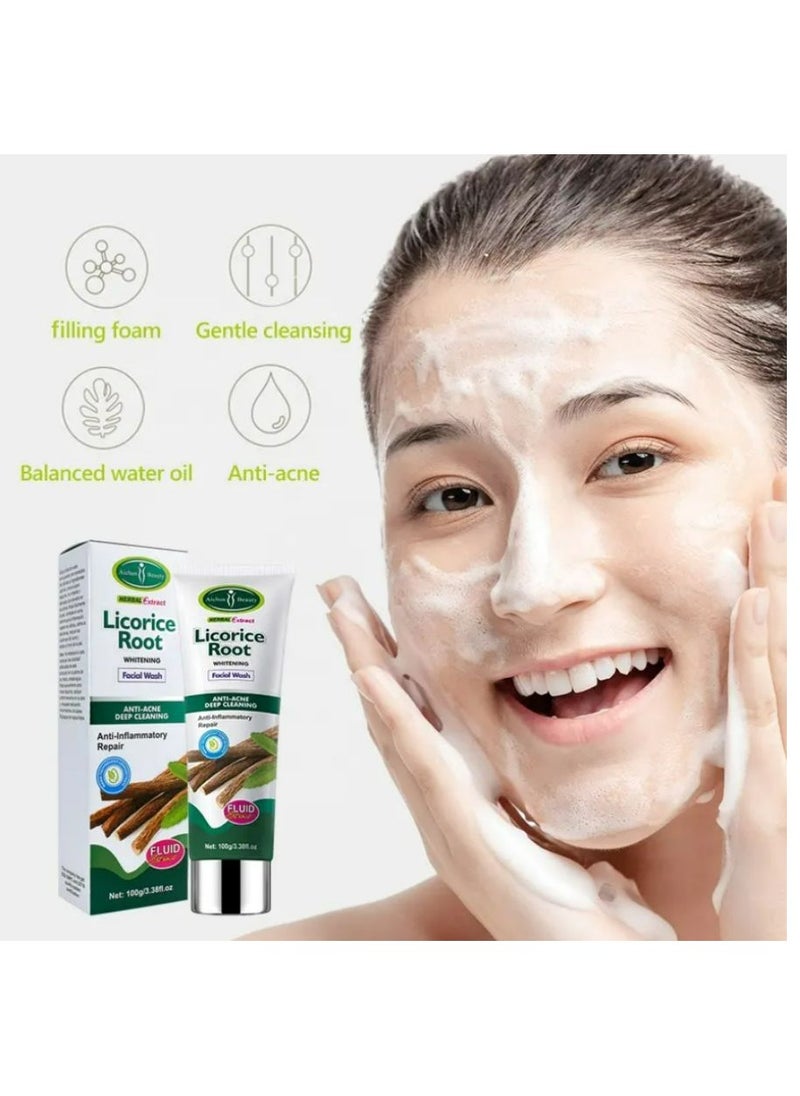 Aichun beauty Facial Cleanser Licorice Root Face Deep Cleansing Foam Pore Shrinking Anti Acne Organic Face Wash 100 ml  - Image 5