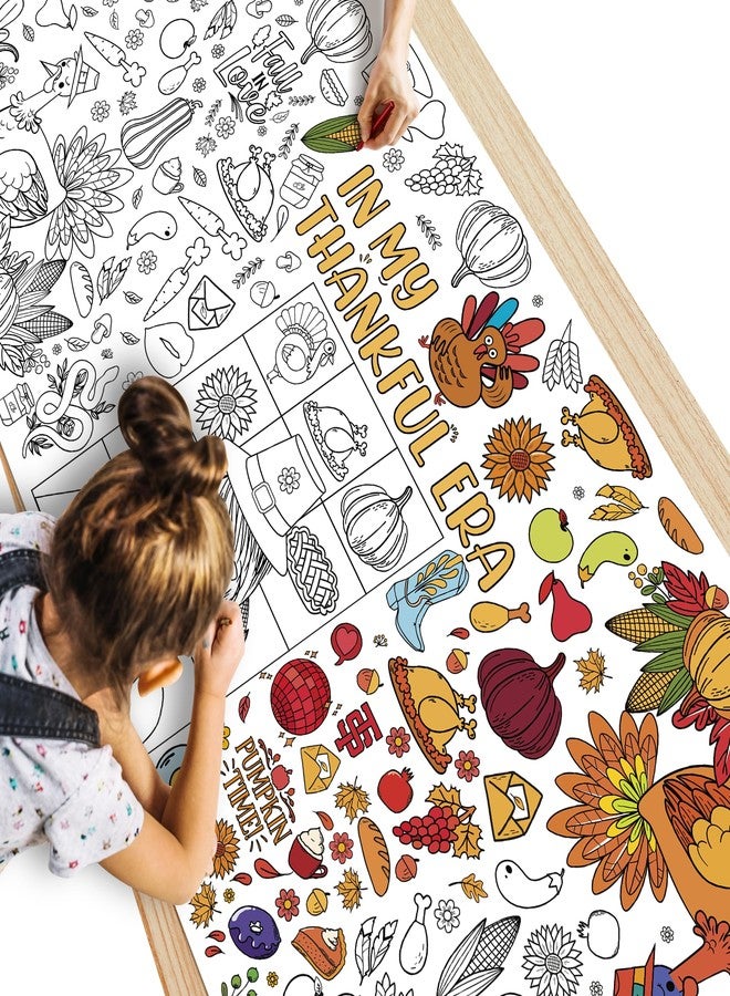 WPROICHD Thanksgiving Giant Coloring Poster/Tablecloth - Thanksgiving Crafts for Kids - 30 x 72 Inches Jumbo Coloring Banner Kids Games Gifts Activities Decor Party Favors | Thanksgiving Decorations - Image 2