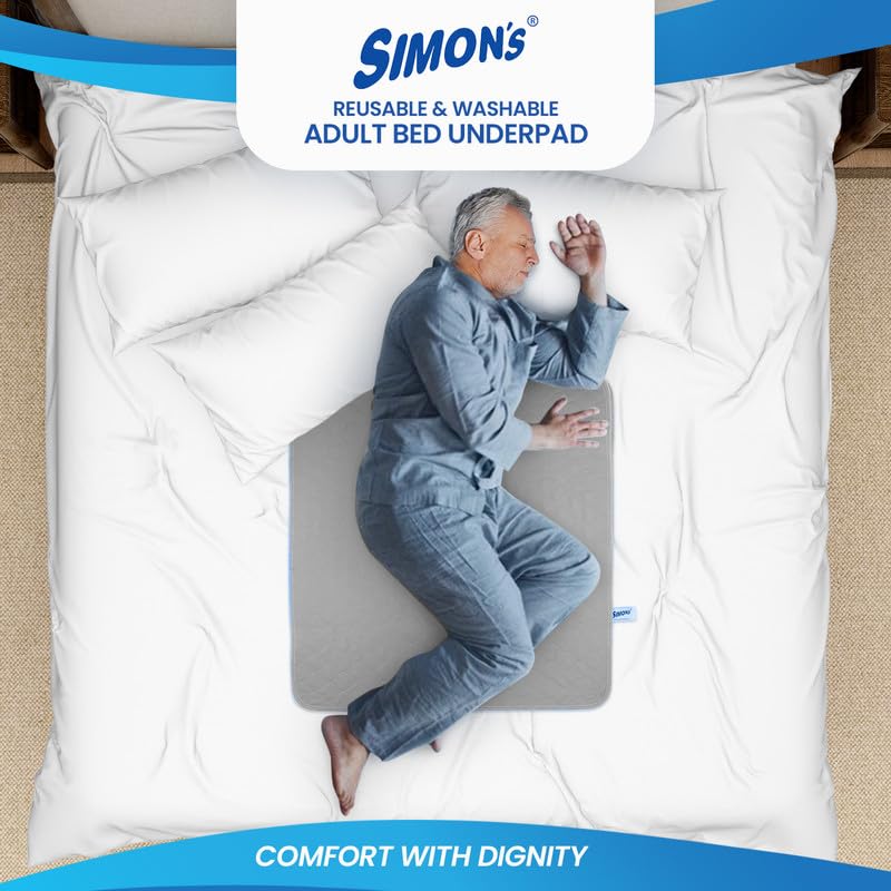 Simon's Simon’s Adult Reusable Classic Bed Underpad for Elderly, Heavy Absorbency Large Size 34 X 36 inches | Leak Proof 4 Layer Design Protects Surfaces for Incontinence Patients – Grey | Pack of 4 - Image 5