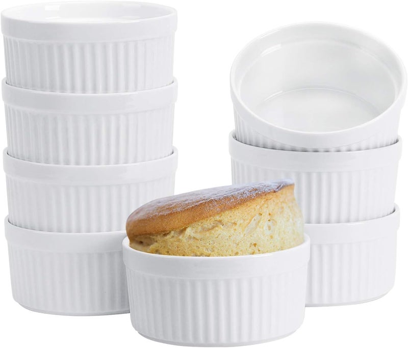 GPYG Ramekins 8 OZ, Set of 8, Souffle Dishes Oven Safe Porcelain Ramekins for Creme Brulee, Custard, Lava Cakes, Pudding, Flan, Mini Desserts, Small Baking Dishes Ramekins Bowls - Image 1