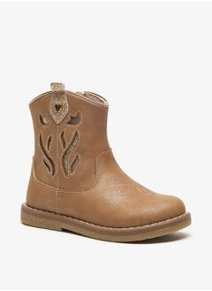 JUNIORS Embellished Ankle Boots with Zip Closure and Pull Tab  - Image 1