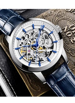 PAGANI DESIGN Men's Business Mechanical Automatic Watches, High-Quality Movement, 43MM Metal Frame, Luxurious Blue And White Hollow Head, With Dark Blue Leather Strap PD1639  - Image 2