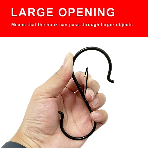 Ansxiy 6 Pack 5 Inch S Hooks for Hanging, Heavy Duty S Hooks with Safety Buckle, S Shape Hooks for Hanging Kitchen Utensils, Pots and Pans, Cups, Plants, Clothes and Bags, Black - Image 3