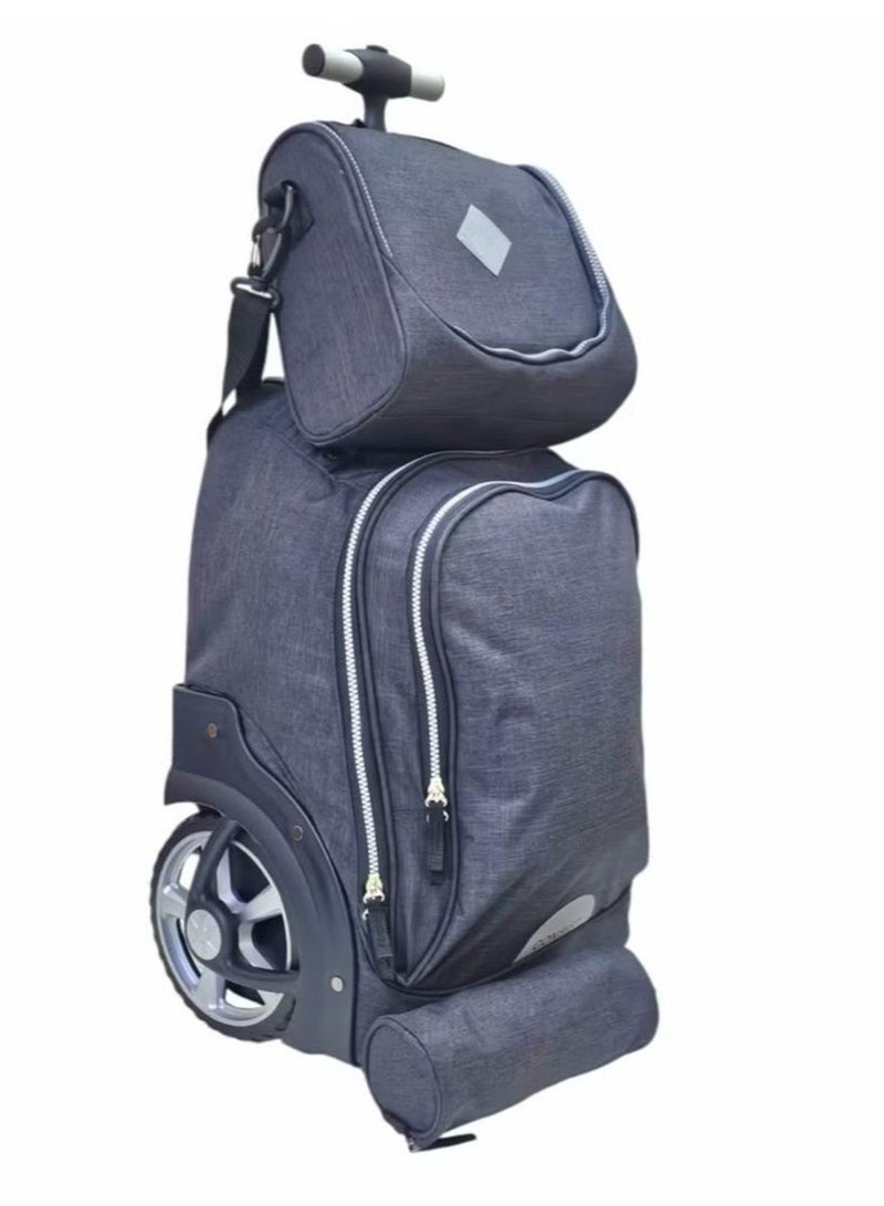3 in 1 School Bag with Wheels Girls School Bags Student Trolley Bag Travel Trolley Bag 18 Inch Multi-functional Bag  - Image 1
