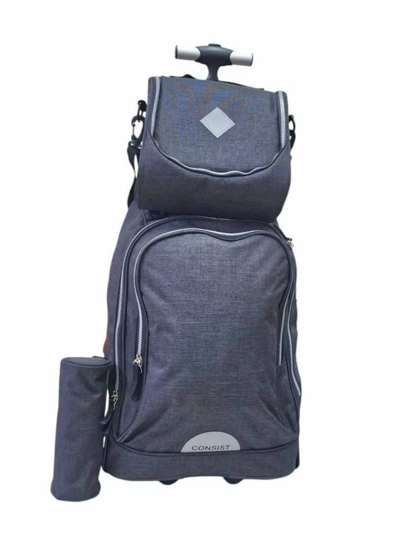 3 in 1 School Bag with Wheels Girls School Bags Student Trolley Bag Travel Trolley Bag 18 Inch Multi-functional Bag  - Image 2