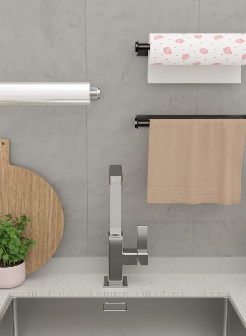Excefore Paper Towel Holder Under Cabinet for Kitchen, Wall Mount Paper Towel Holder Self-Adhesive or Drilling, Paper Roll Holder Paper Towel Rack for Kitchen, Bathroom, Pantry, Sink, Black - Image 5