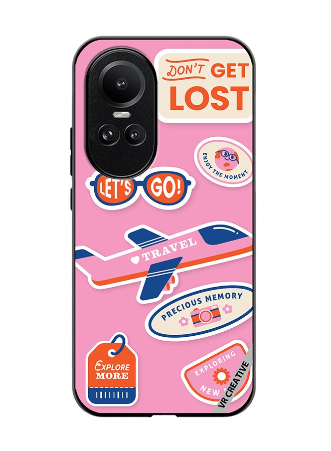 Protective Case Cover For Oppo Reno 10 Pro Travel Sticker Design Multicolour