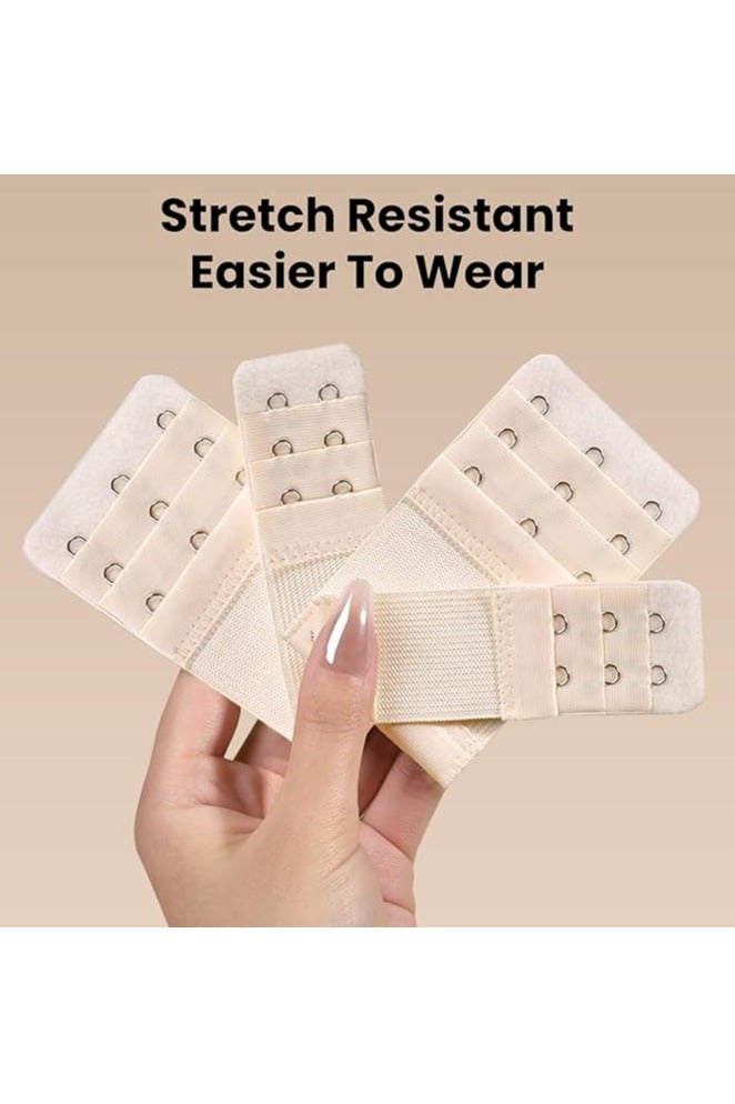 خاجول عبوة من 6 قطع من ملحقات حمالة الصدر الناعمة، ملحقات حمالة الصدر النسائية، مجموعة ملحقات مريحة ومرنة بثلاثة صفوف * 3 خطافات و 2 خطافات (أسود، أبيض، بيج) - Image 3