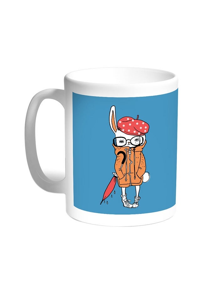 RYN Cartoon Drawing - Rabbit Printed Coffee Mug White 11ounce