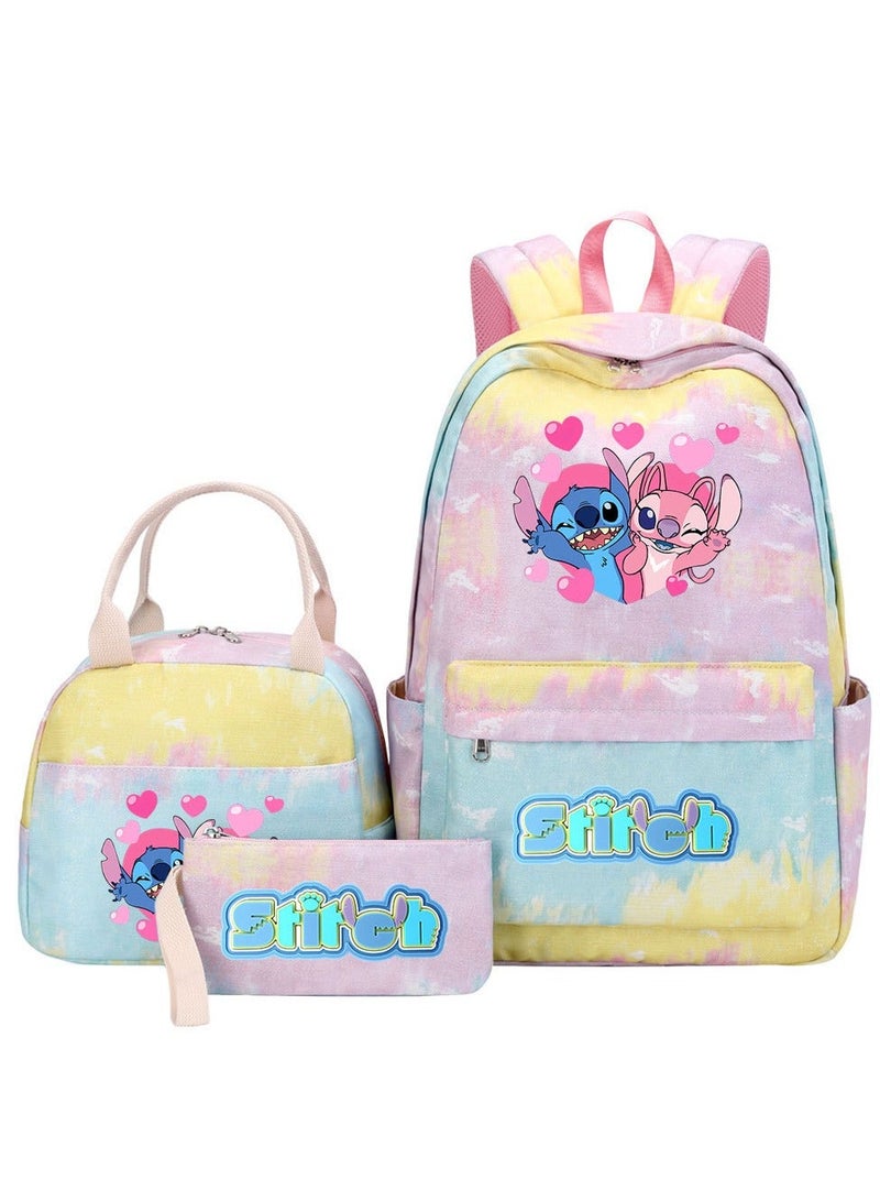 Stitch Printed Three Piece Set Backpack