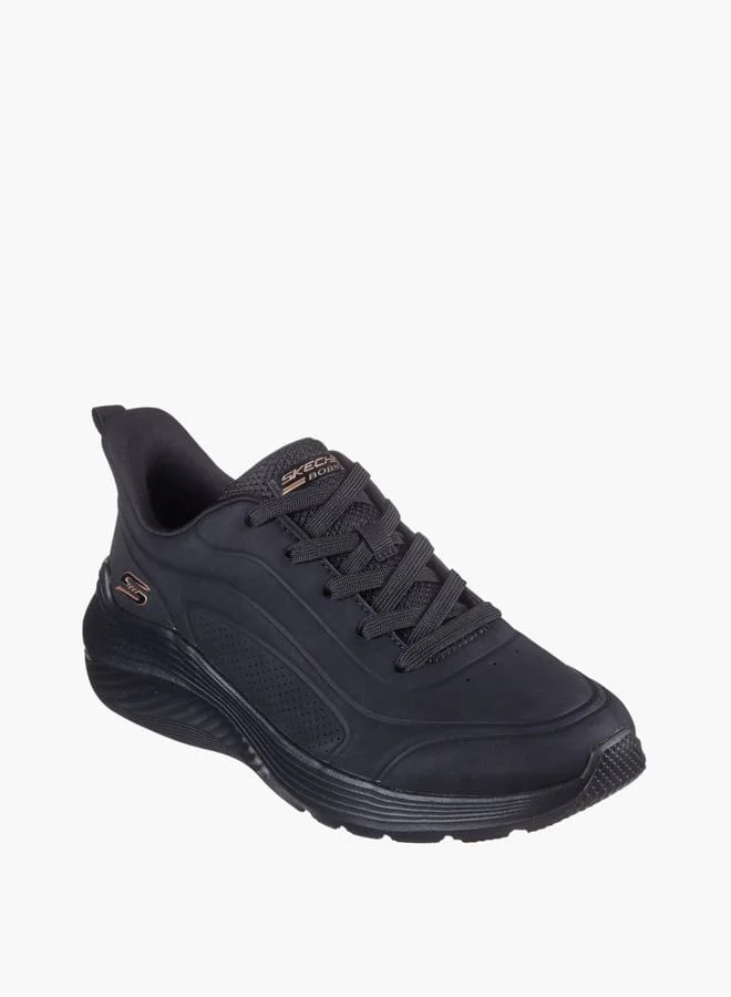 سكيتشرز Women's Panelled Sports Shoes with Lace-Up Closure - BOBS SQUAD WAVES
