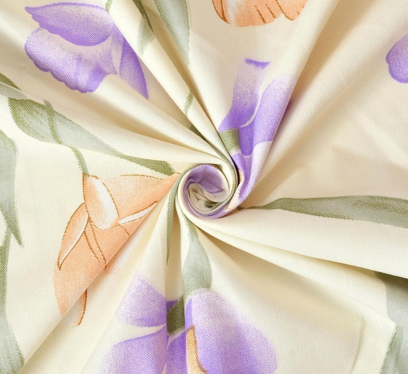 SHOMES Pure Soft Cotton Printed Diwan Set Covers 6 Pieces - 1 Single Bed Sheet (60 X 90) with 3 Cushion (16 X 16), 2 Bolster Covers (16 X 32) - (Cream, Medium) - Image 4