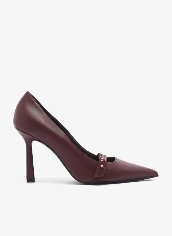 Strappy Pointed toe mid heel Pums