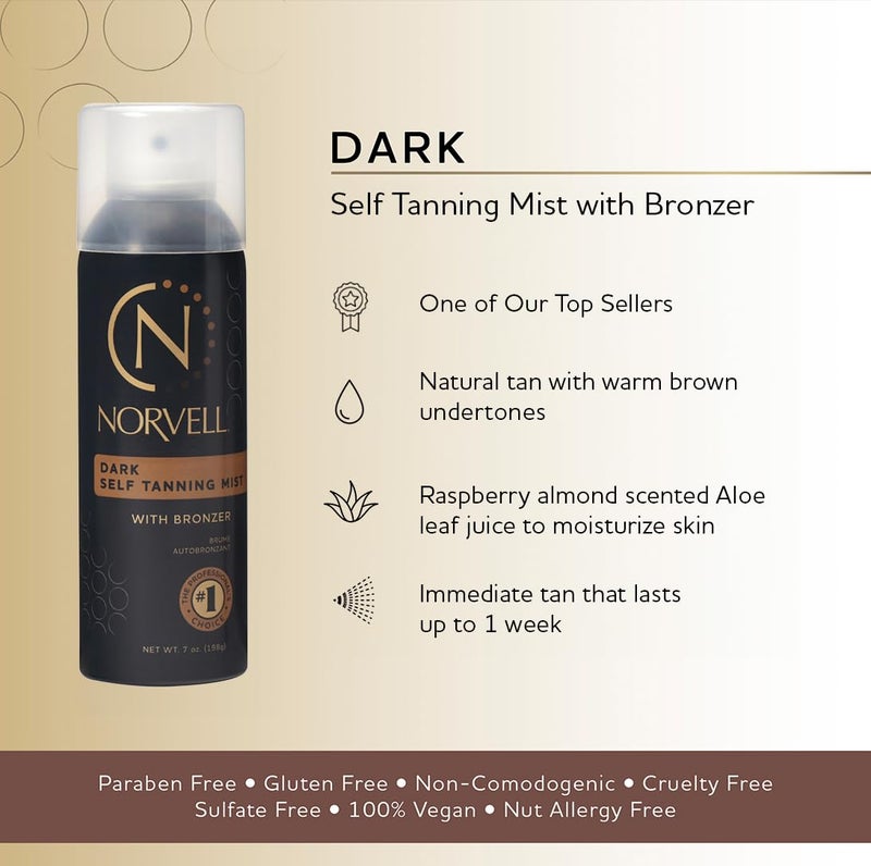Norvell Professional Sunless Self Tanner Mist 7 fl oz â€“ Airbrush Spray Self Tanning Solution with Bronzer for Instant Sun Kissed Glow, Natural Looking Fake Tan, Streak Free, Long Lasting Color - Image 4