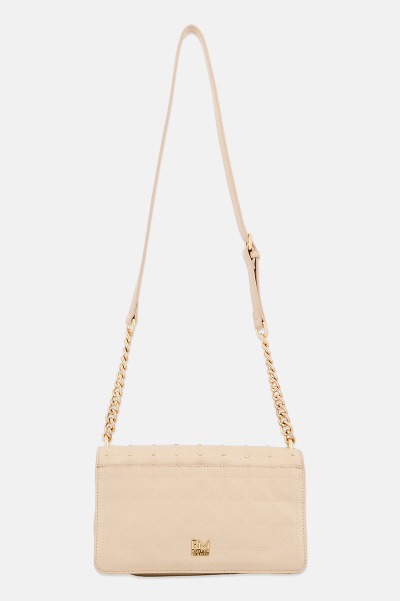 Rebecca Minkoff حقيبة كتف نسائية بشعار العلامة التجارية، بيج - Image 2