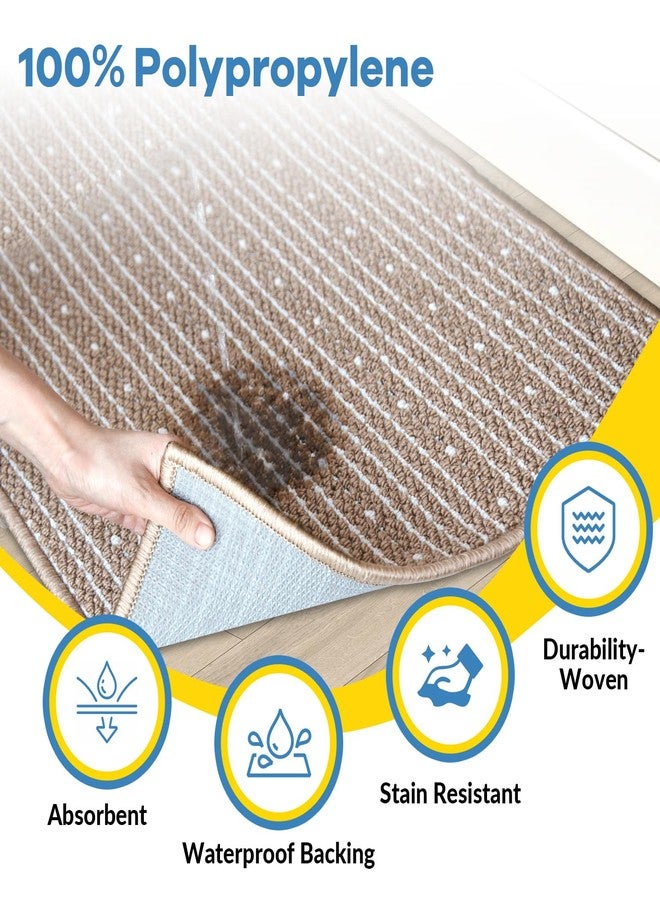 eqivei Kitchen Rugs Washable Non-Skid 2-Piece Set, 20"x47" + 20"x32" Absorbent Soft Floor Mats for Kitchen Sink & Entryway, Decorative Runner, Easy Clean Anti-Fatigue Comfort (Beige) - Image 3