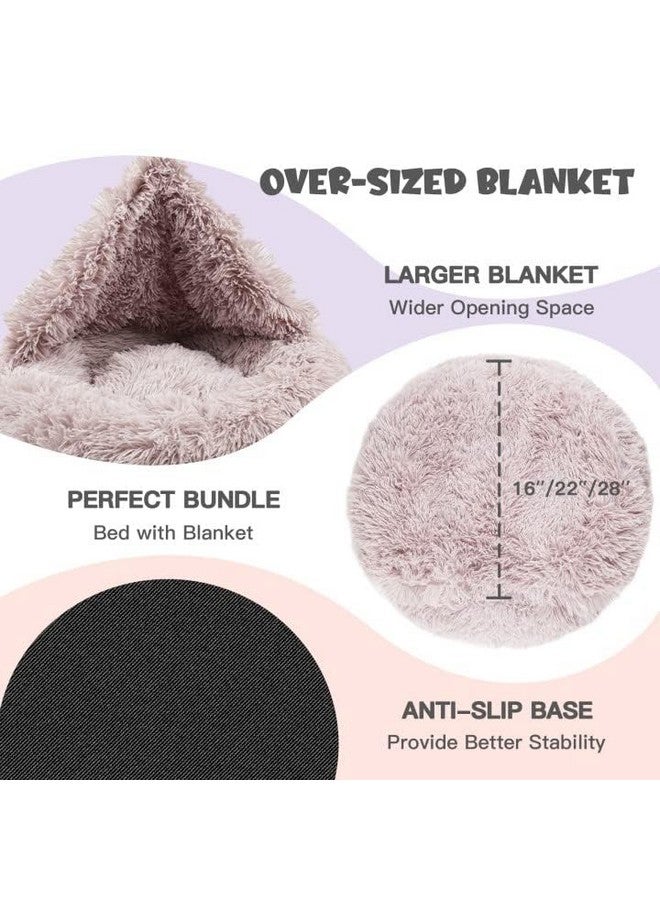 هايماكس أسرّة هيماكس للكلاب الصغيرة، أسرّة دونات للكلاب مع بطانية، سرير مريح للكلاب قابل للغسل (20 بوصة/26 بوصة/35 بوصة) بيج - Image 4