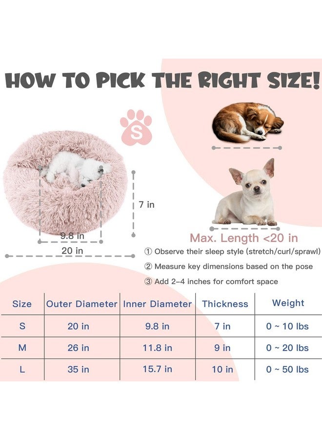 هايماكس أسرّة هيماكس للكلاب الصغيرة، أسرّة دونات للكلاب مع بطانية، سرير مريح للكلاب قابل للغسل (20 بوصة/26 بوصة/35 بوصة) بيج - Image 2