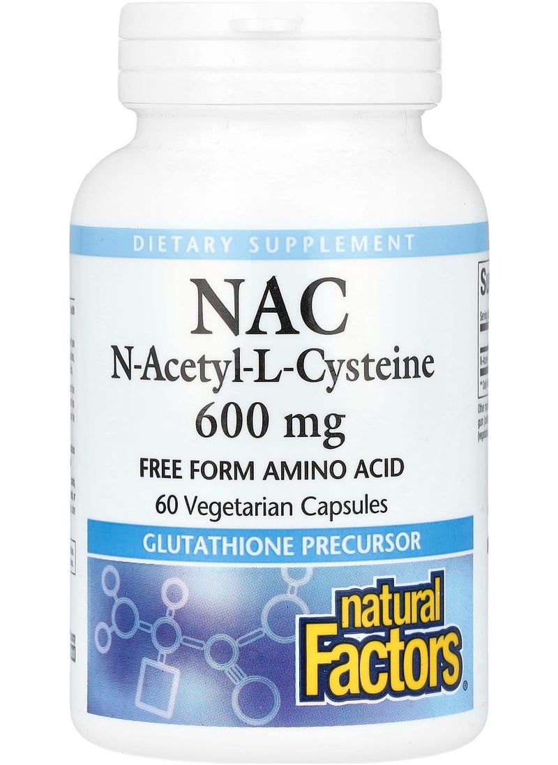 natural Factors - NAC N-Acetyl-L-Cysteine 600 mg 60 Vegetarian Capsules - Image 1