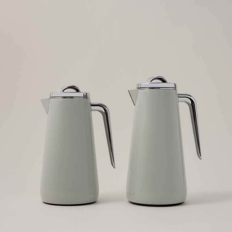 Dallaty Eve set of 2 steel vacuum flask grey & chrome - Image 1