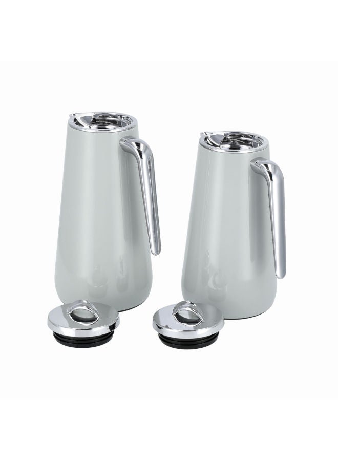 Dallaty Eve set of 2 steel vacuum flask grey & chrome - Image 3