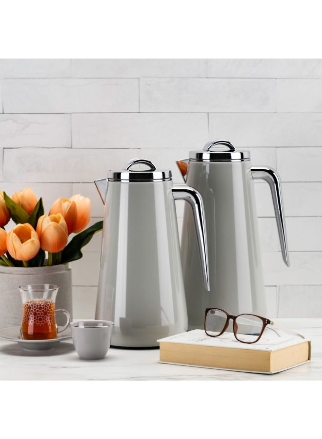 Dallaty Eve set of 2 steel vacuum flask grey & chrome - Image 4