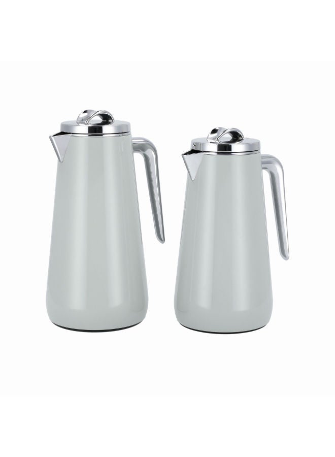 Dallaty Eve set of 2 steel vacuum flask grey & chrome - Image 2