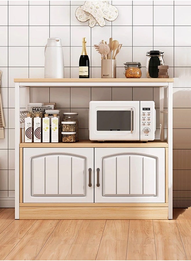 Generic - Kitchen Storage Shelf Multi Function Microwave Oven Stand Kitchen Rack High-Quality Density Board Kitchen Practical Storage Rack With Cabinet Kitchen Organizer Shelf For Utensils Vegetable Fruit - Image 1