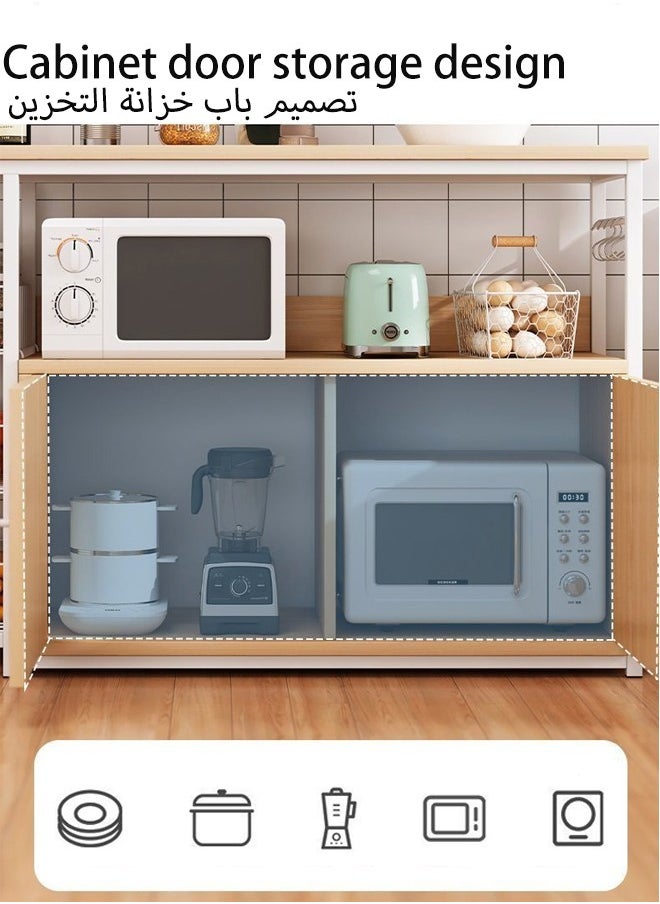 Generic - Kitchen Storage Shelf Multi Function Microwave Oven Stand Kitchen Rack High-Quality Density Board Kitchen Practical Storage Rack With Cabinet Kitchen Organizer Shelf For Utensils Vegetable Fruit - Image 1