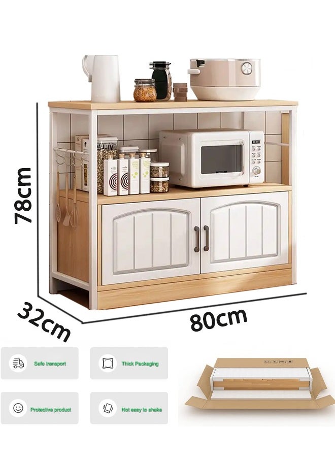 Generic - Kitchen Storage Shelf Multi Function Microwave Oven Stand Kitchen Rack High-Quality Density Board Kitchen Practical Storage Rack With Cabinet Kitchen Organizer Shelf For Utensils Vegetable Fruit - Image 1