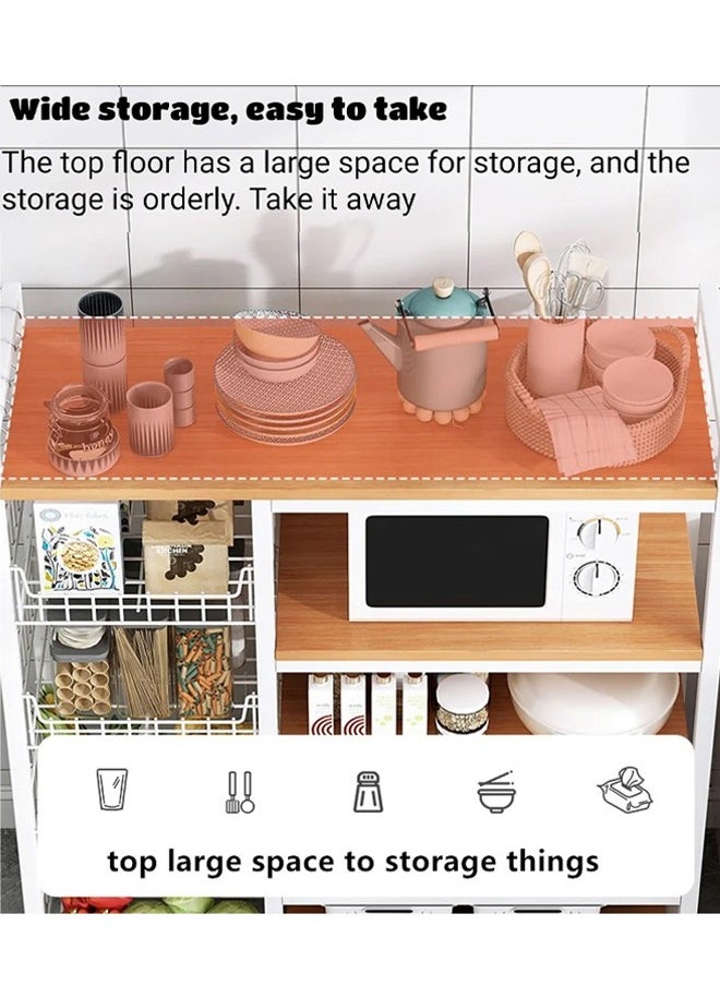 Generic - Kitchen Storage Shelf Multi Function Microwave Oven Stand Kitchen Rack High-Quality Density Board Kitchen Practical Storage Rack With Cabinet Kitchen Organizer Shelf For Utensils Vegetable Fruit - Image 1