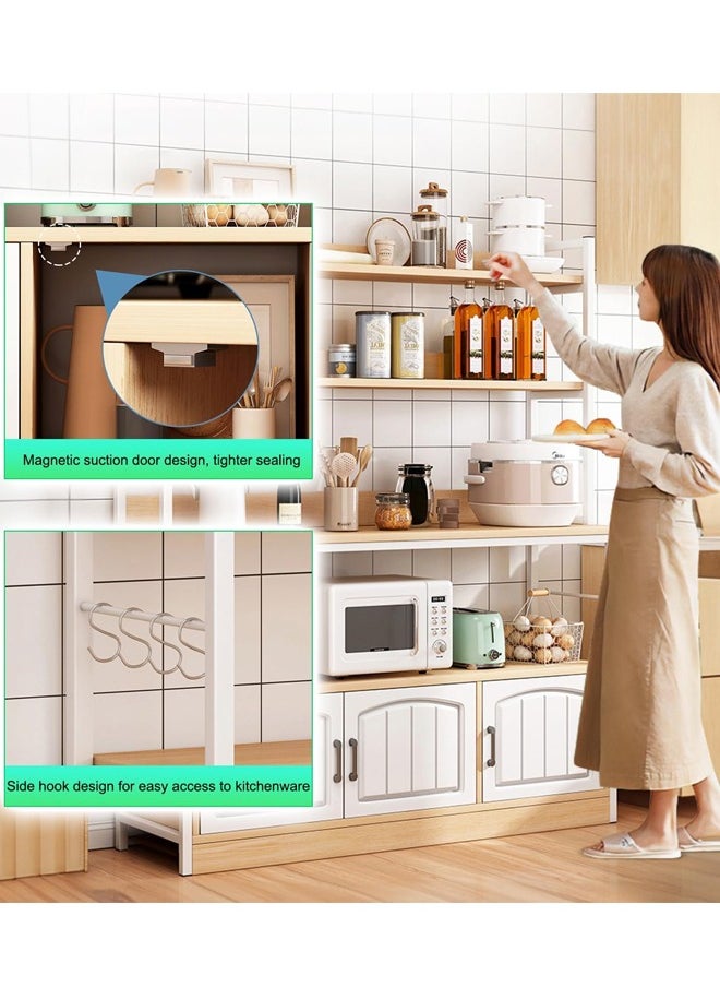 Generic - Kitchen Storage Shelf Multi Function Microwave Oven Stand Kitchen Rack High-Quality Density Board Kitchen Practical Storage Rack With Cabinet Kitchen Organizer Shelf For Utensils Vegetable Fruit - Image 1