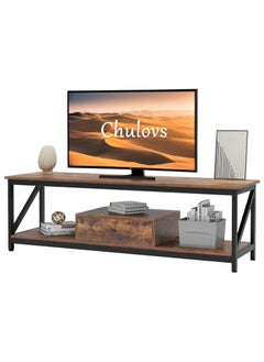 Chulovs Modern TV Stand for 60 inch TV with Storage Shelves, with a Drawer Wide TV Entertainment Center, Wooden TV Table with Metal Frame Sutible for Living Room  - Image 1