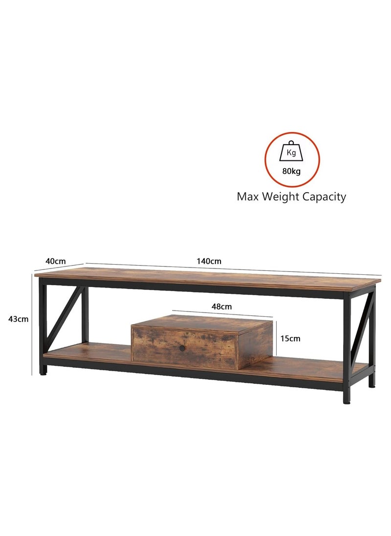 Chulovs Modern TV Stand for 60 inch TV with Storage Shelves, with a Drawer Wide TV Entertainment Center, Wooden TV Table with Metal Frame Sutible for Living Room  - Image 4
