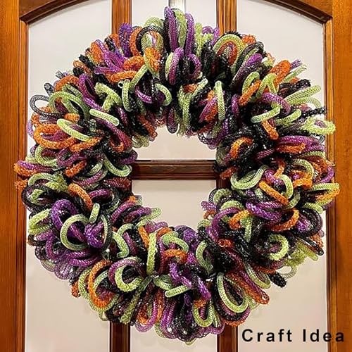 YYCRAFT One Roll 30 Yards Solid Mesh Tube Deco Flex for Wreaths Cyberlox CRIN Crafts 8mm 3/8-Inch (Shinny Black) - Image 4