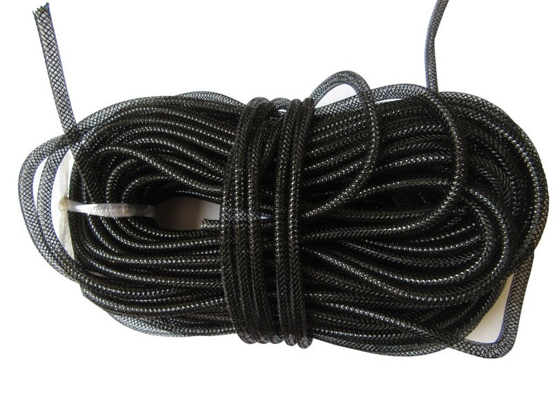 YYCRAFT One Roll 30 Yards Solid Mesh Tube Deco Flex for Wreaths Cyberlox CRIN Crafts 8mm 3/8-Inch (Shinny Black) - Image 1