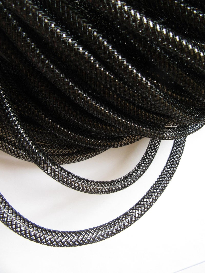 YYCRAFT One Roll 30 Yards Solid Mesh Tube Deco Flex for Wreaths Cyberlox CRIN Crafts 8mm 3/8-Inch (Shinny Black) - Image 3