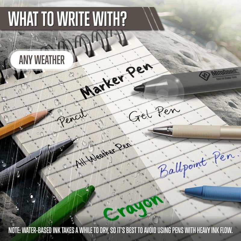 GLORYFIRE Waterproof Notebook Tactical All-Weather Spiral Memo Paper Notepad with Waterproof Grid Paper for Outdoor Activities Recording 3"x5" (5pcs) - Image 4