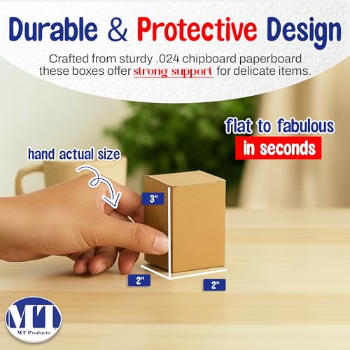 MT Products Tuck Top Kraft Paperboard Small Gift Box 2" x 2" x 3" - Gift Boxes with Lids - Pack of 30 - Image 2