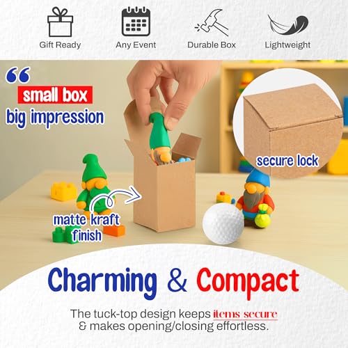MT Products Tuck Top Kraft Paperboard Small Gift Box 2" x 2" x 3" - Gift Boxes with Lids - Pack of 30 - Image 3