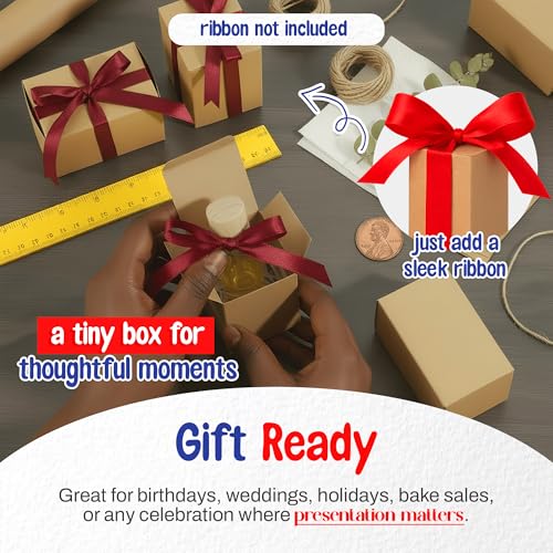 MT Products Tuck Top Kraft Paperboard Small Gift Box 2" x 2" x 3" - Gift Boxes with Lids - Pack of 30 - Image 4