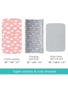 Biloban Biloban Changing Pad Cover Girl, Diaper Changing Pad Covers 4 Pack, Fitted Baby Changing Table Sheets for 32''×16'' Change Table Pad, Cradle & Bassinet Sheets, Soft & Breathable  - Image 5
