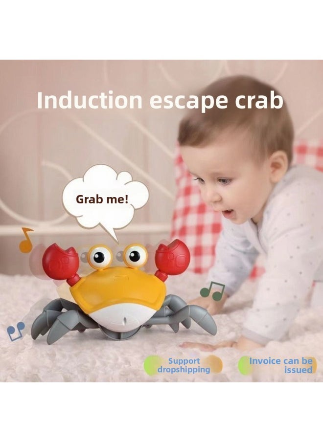 Children's Electric Induction Escape Crab Toy Baby Crawling Guide Toy 1-3 Years Old Educational Popular Online-Color:(Color Box) Orange-electric Induction Crab [with Ordinary Battery]-no Light Type  - Image 2