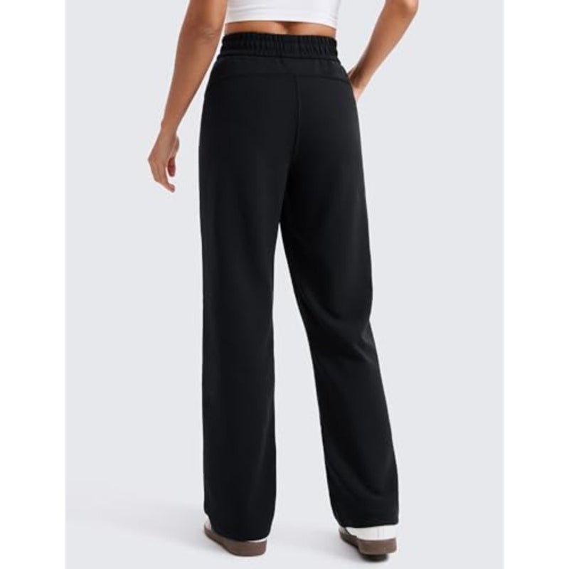 Lounge and travel sweatpants for women, modal fabric, black, ultra-soft wide-leg high-waisted design with pockets and drawstring - Image 2