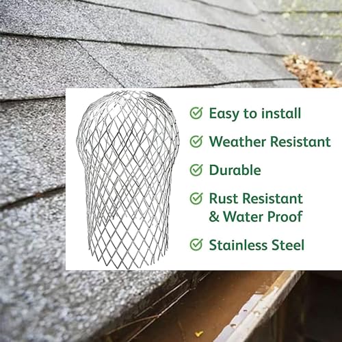 LÓVFEIFAN Fuvtory 4 Pack Gutter Guards, Gutter Downspout Guard, Expand Aluminum Gutter Guard Strainer Filter, Gutter Downspout Protectors, Stops Blockage Leaves Debris (3.5 Inch) - Image 4